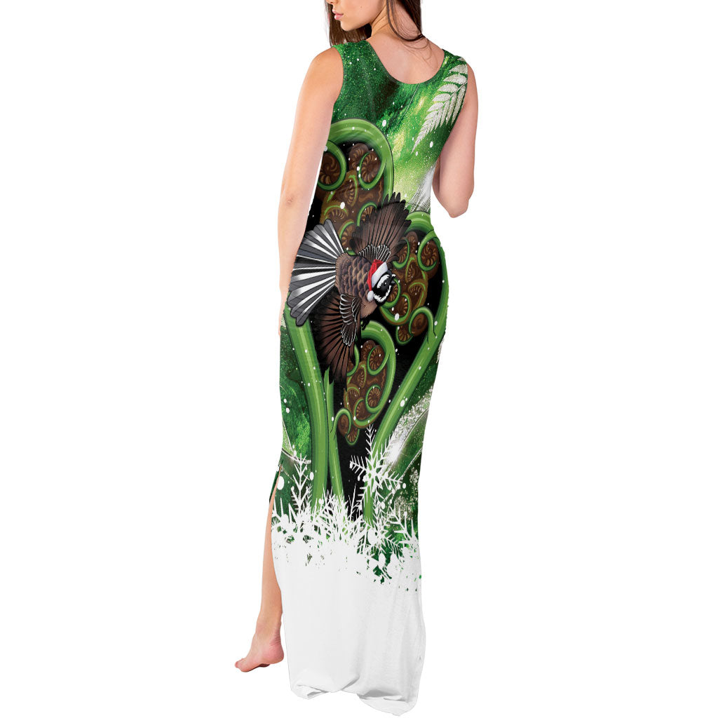 Piwakawaka New Zealand Christmas In July Tank Maxi Dress NZ Aroha Koru Fern Marble Vibes LT14 - Polynesian Pride