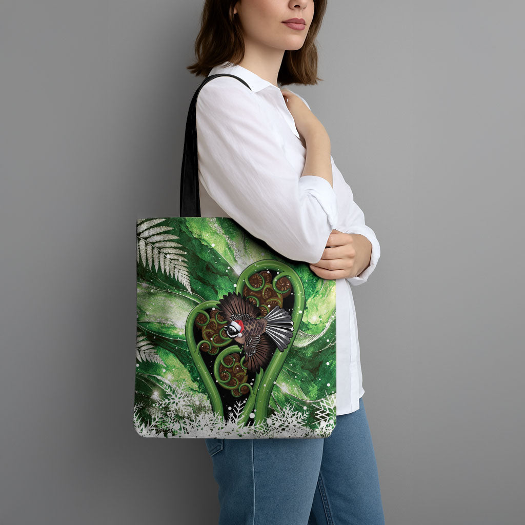 Piwakawaka New Zealand Christmas In July Tote Bag NZ Aroha Koru Fern Marble Vibes LT14 - Polynesian Pride