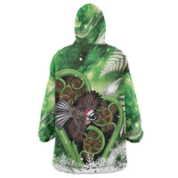 Piwakawaka New Zealand Christmas In July Wearable Blanket Hoodie NZ Aroha Koru Fern Marble Vibes LT14 - Polynesian Pride