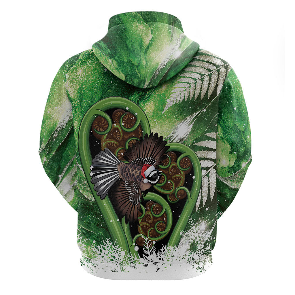 Piwakawaka New Zealand Christmas In July Zip Hoodie NZ Aroha Koru Fern Marble Vibes LT14 - Polynesian Pride
