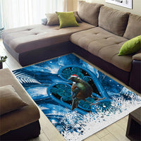 Tui Bird New Zealand Christmas In July Area Rug NZ Aroha Koru Fern Marble Vibes