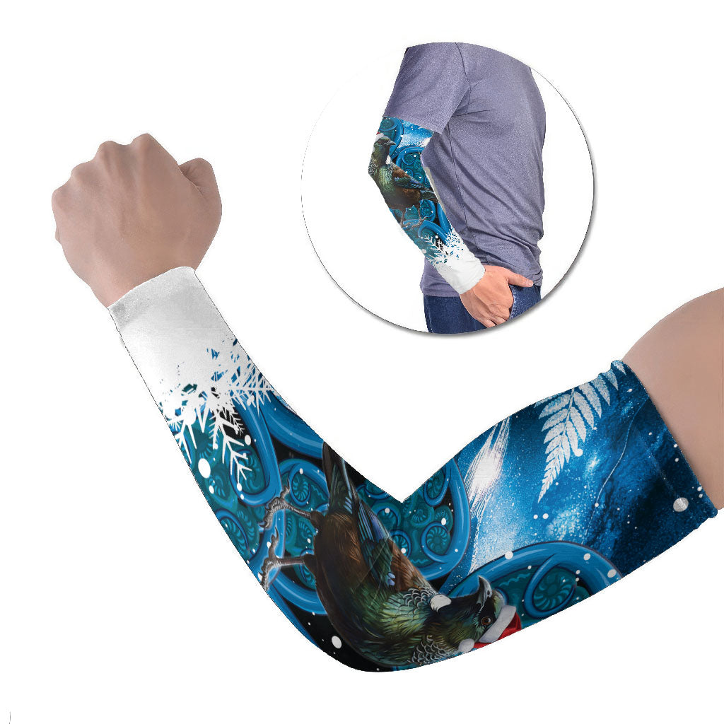 Tui Bird New Zealand Christmas In July Arm Sleeves NZ Aroha Koru Fern Marble Vibes