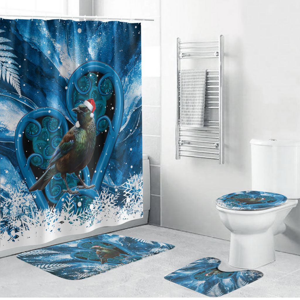 Tui Bird New Zealand Christmas In July Bathroom Set NZ Aroha Koru Fern Marble Vibes
