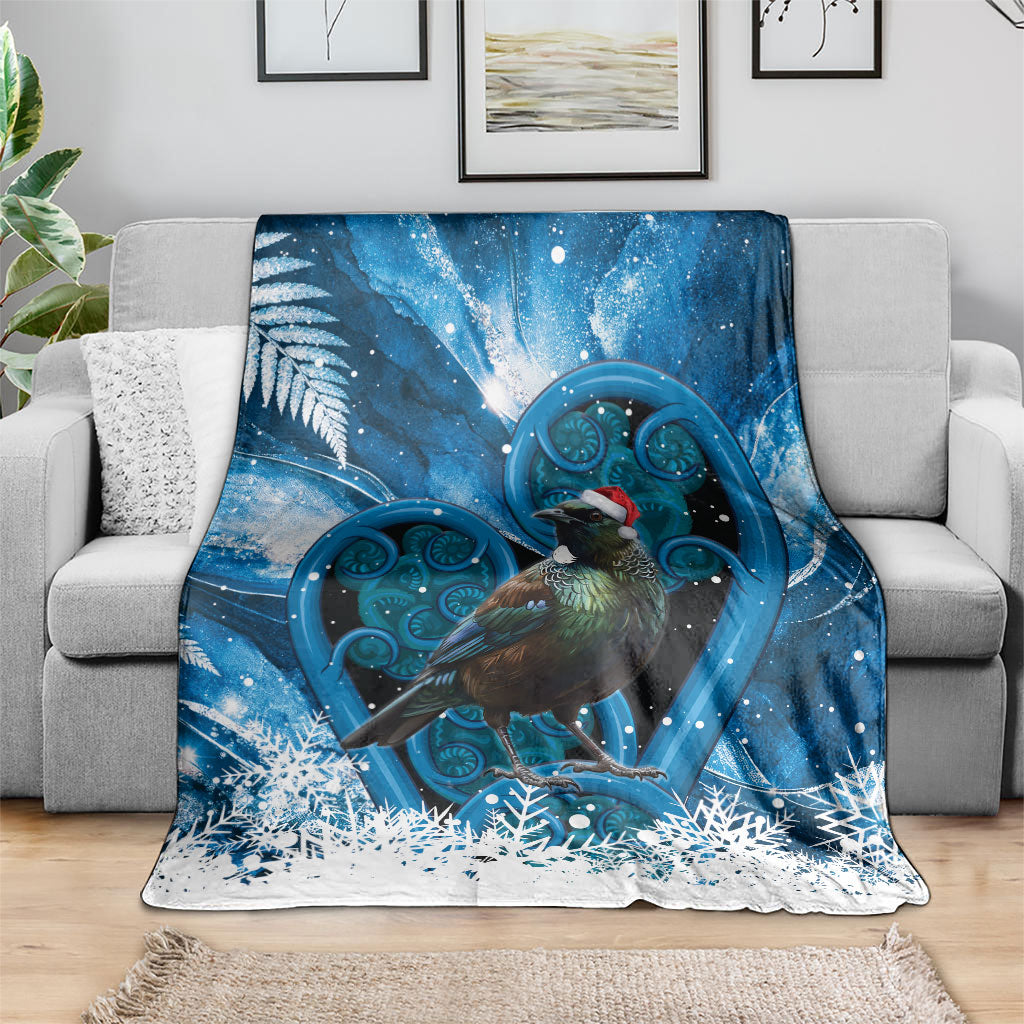 Tui Bird New Zealand Christmas In July Blanket NZ Aroha Koru Fern Marble Vibes LT14 - Polynesian Pride