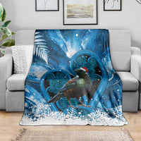 Tui Bird New Zealand Christmas In July Blanket NZ Aroha Koru Fern Marble Vibes LT14 - Polynesian Pride