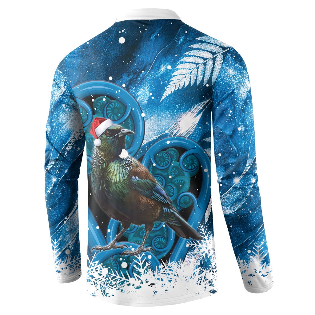 Tui Bird New Zealand Christmas In July Button Sweatshirt NZ Aroha Koru Fern Marble Vibes LT14 - Polynesian Pride