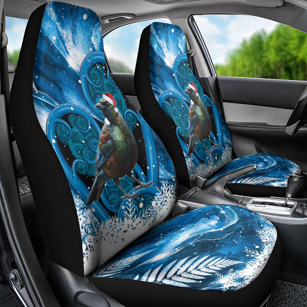 Tui Bird New Zealand Christmas In July Car Seat Cover NZ Aroha Koru Fern Marble Vibes LT14 - Polynesian Pride