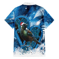 Tui Bird New Zealand Christmas In July Family Matching Off Shoulder Short Dress and Hawaiian Shirt NZ Aroha Koru Fern Marble Vibes LT14 - Polynesian Pride