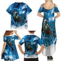 Tui Bird New Zealand Christmas In July Family Matching Summer Maxi Dress and Hawaiian Shirt NZ Aroha Koru Fern Marble Vibes LT14 - Polynesian Pride