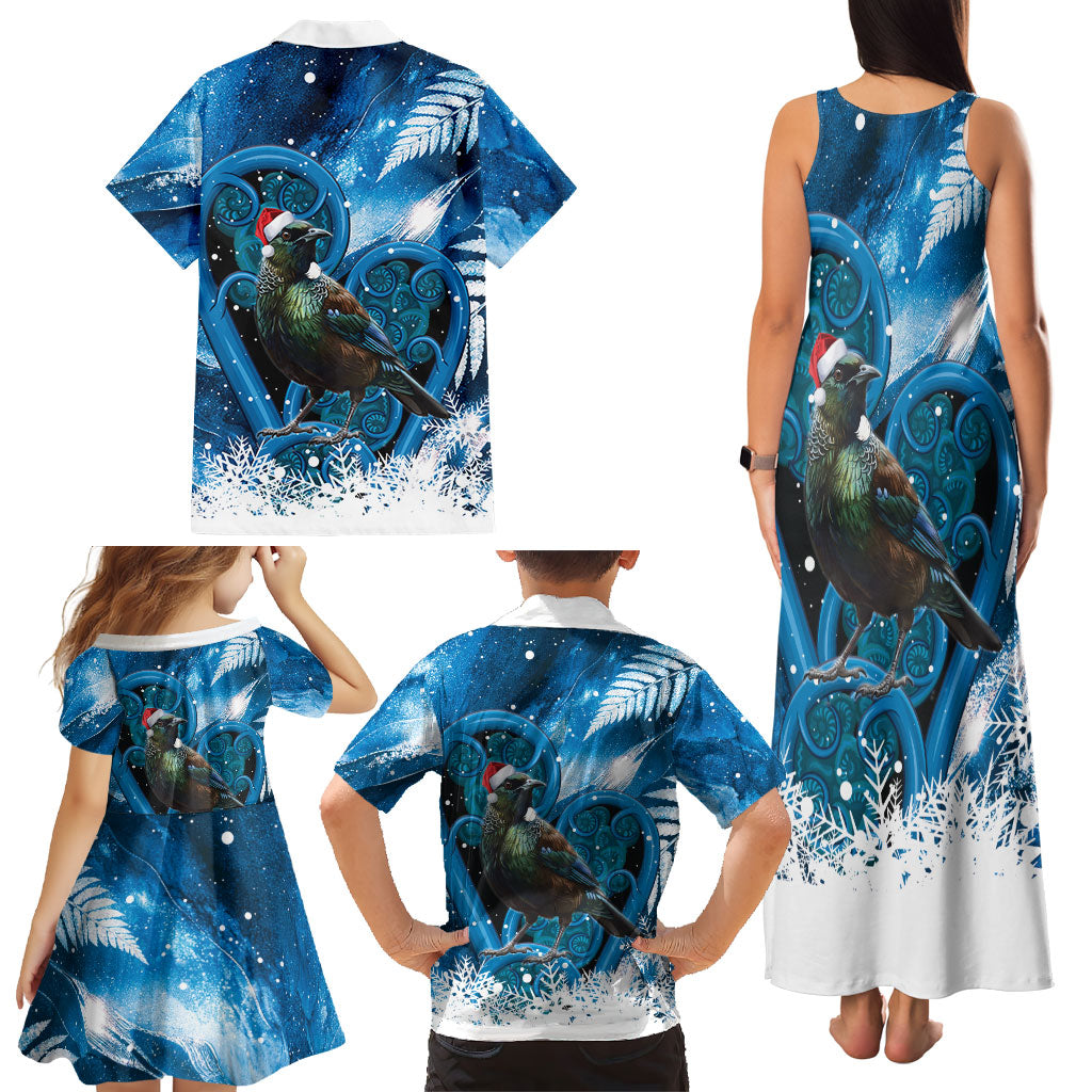 Tui Bird New Zealand Christmas In July Family Matching Tank Maxi Dress and Hawaiian Shirt NZ Aroha Koru Fern Marble Vibes LT14 - Polynesian Pride