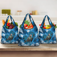 Tui Bird New Zealand Christmas In July Grocery Bag NZ Aroha Koru Fern Marble Vibes LT14 3-pack One Size Blue - Polynesian Pride