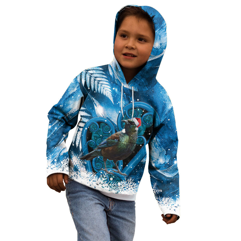 Tui Bird New Zealand Christmas In July Kid Hoodie NZ Aroha Koru Fern Marble Vibes LT14 - Polynesian Pride
