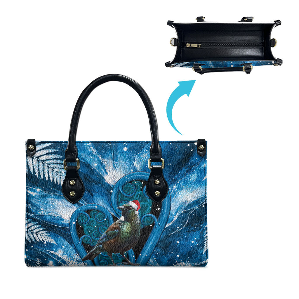Tui Bird New Zealand Christmas In July Leather Bag NZ Aroha Koru Fern Marble Vibes LT14 - Polynesian Pride