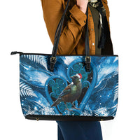 Tui Bird New Zealand Christmas In July Leather Tote Bag NZ Aroha Koru Fern Marble Vibes LT14 - Polynesian Pride