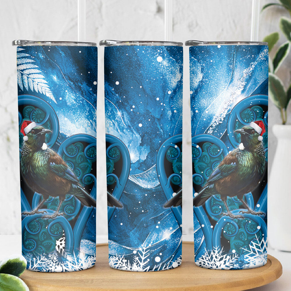 Tui Bird New Zealand Christmas In July Skinny Tumbler NZ Aroha Koru Fern Marble Vibes LT14 - Polynesian Pride