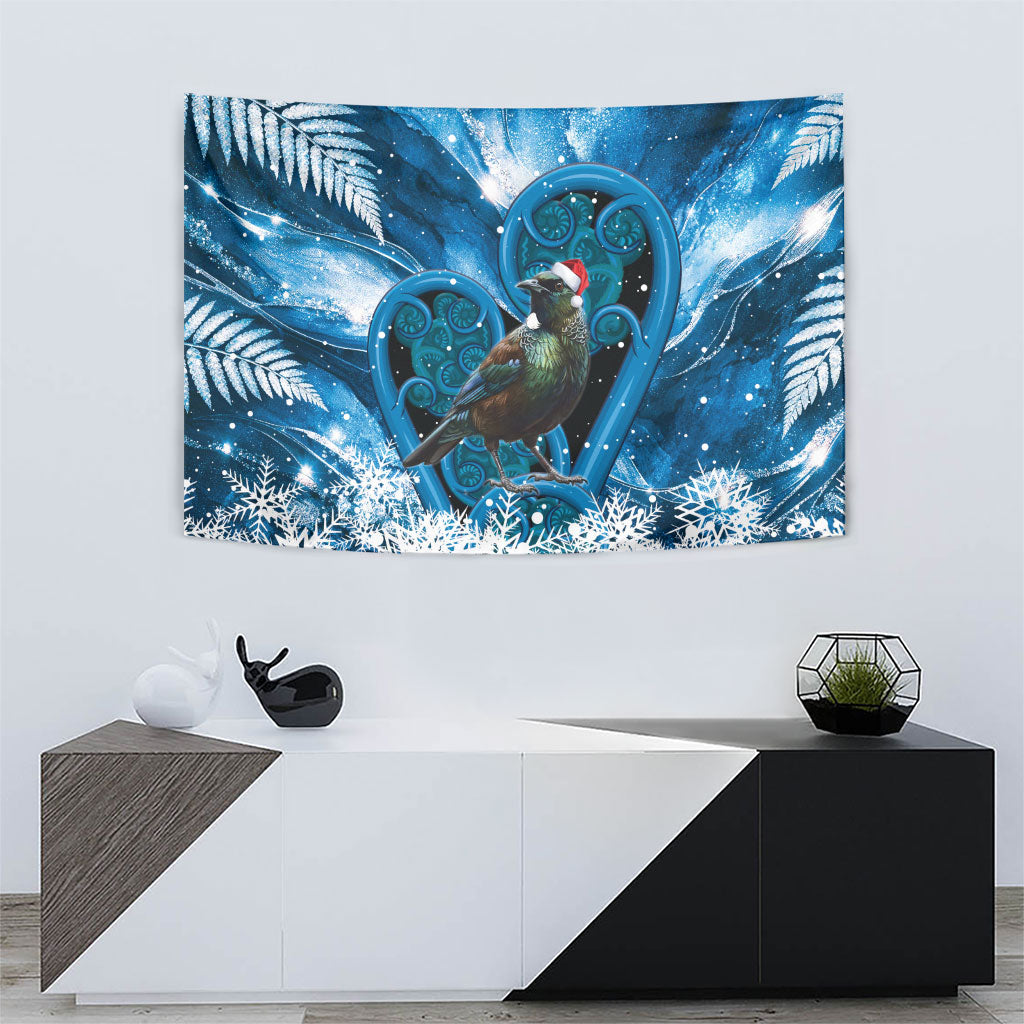 Tui Bird New Zealand Christmas In July Tapestry NZ Aroha Koru Fern Marble Vibes