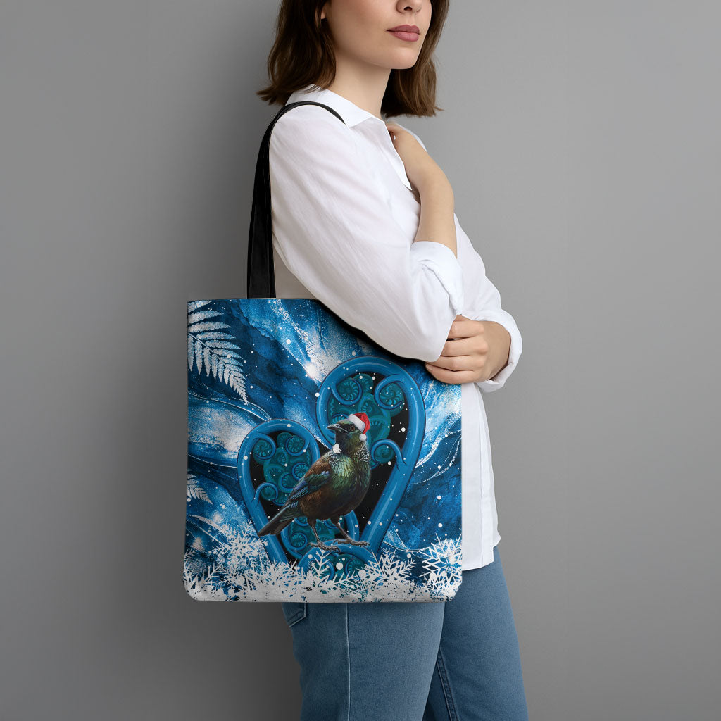Tui Bird New Zealand Christmas In July Tote Bag NZ Aroha Koru Fern Marble Vibes LT14 - Polynesian Pride