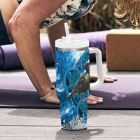 Tui Bird New Zealand Christmas In July Tumbler With Handle NZ Aroha Koru Fern Marble Vibes LT14 - Polynesian Pride