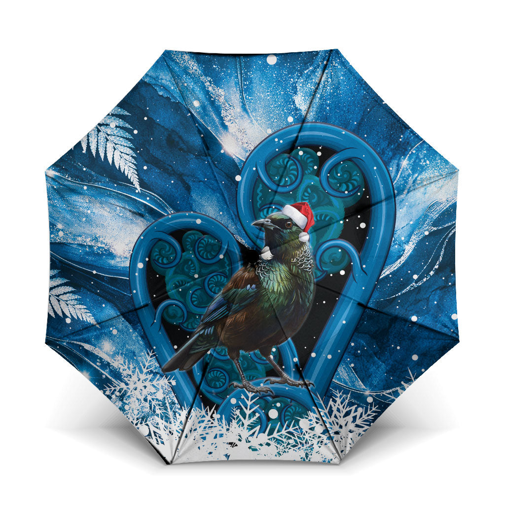 Tui Bird New Zealand Christmas In July Umbrella NZ Aroha Koru Fern Marble Vibes