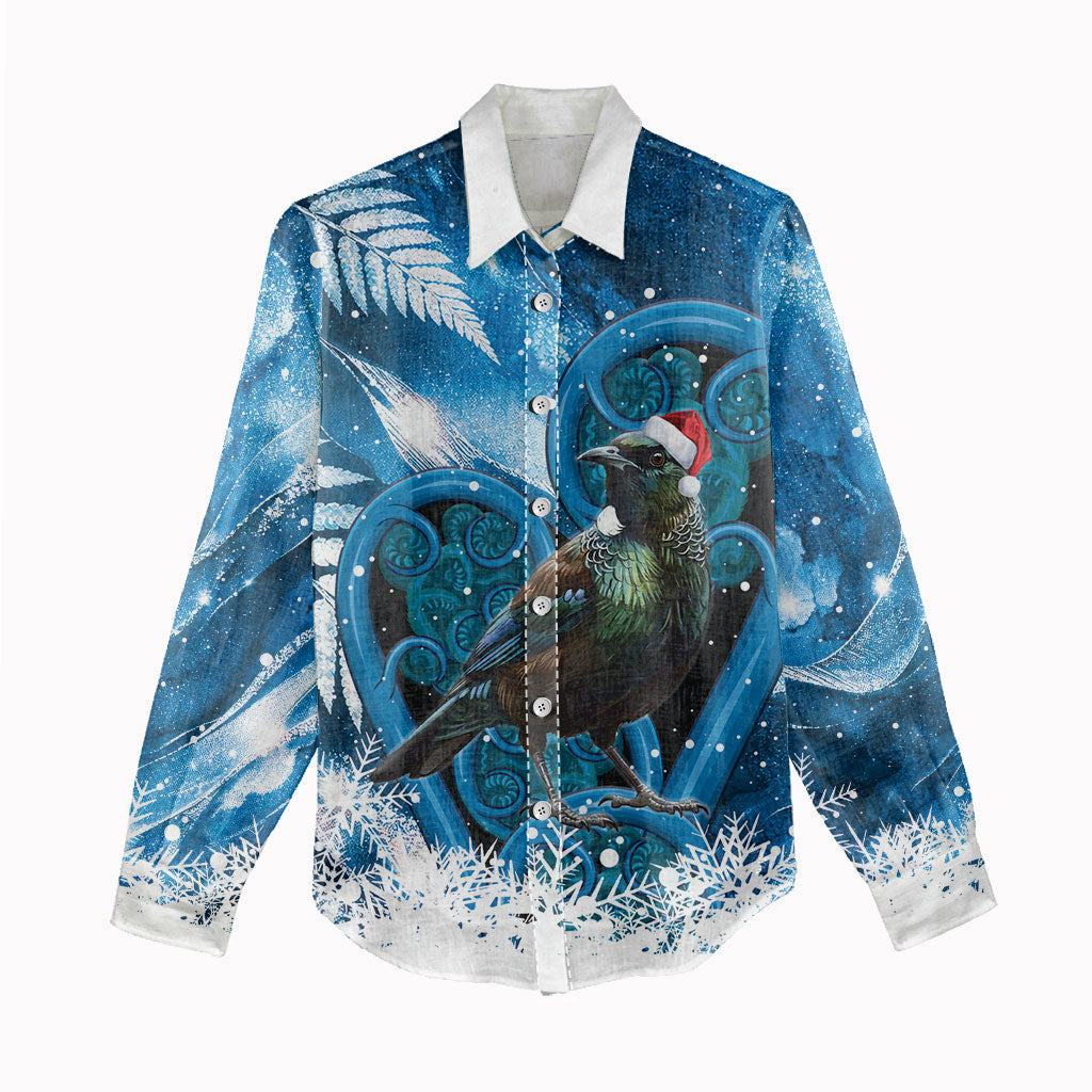 Tui Bird New Zealand Christmas In July Women Casual Shirt NZ Aroha Koru Fern Marble Vibes LT14 - Polynesian Pride