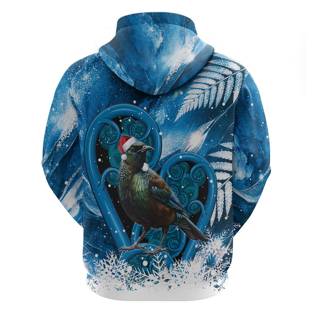 Tui Bird New Zealand Christmas In July Zip Hoodie NZ Aroha Koru Fern Marble Vibes LT14 - Polynesian Pride