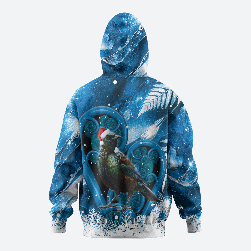 Tui Bird New Zealand Christmas In July Zip Hoodie NZ Aroha Koru Fern Marble Vibes LT14 - Polynesian Pride