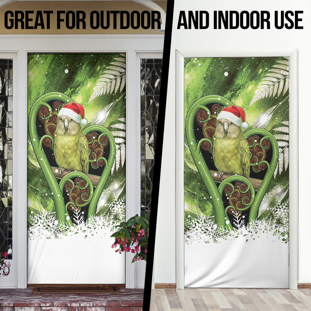 Kakapo New Zealand Christmas In July Door Cover NZ Aroha Koru Fern Marble Vibes LT14 - Polynesian Pride