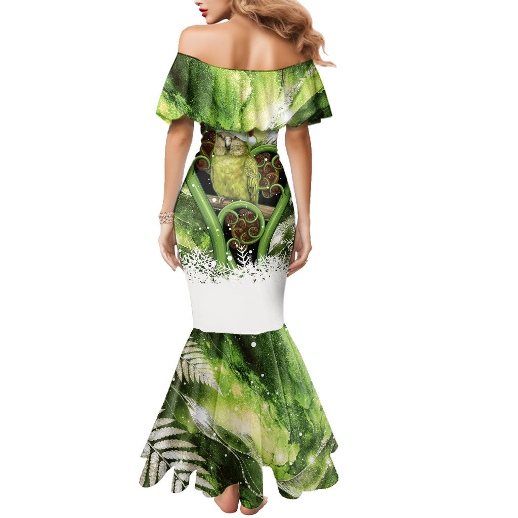 Kakapo New Zealand Christmas In July Family Matching Mermaid Dress and Hawaiian Shirt NZ Aroha Koru Fern Marble Vibes LT14 - Polynesian Pride