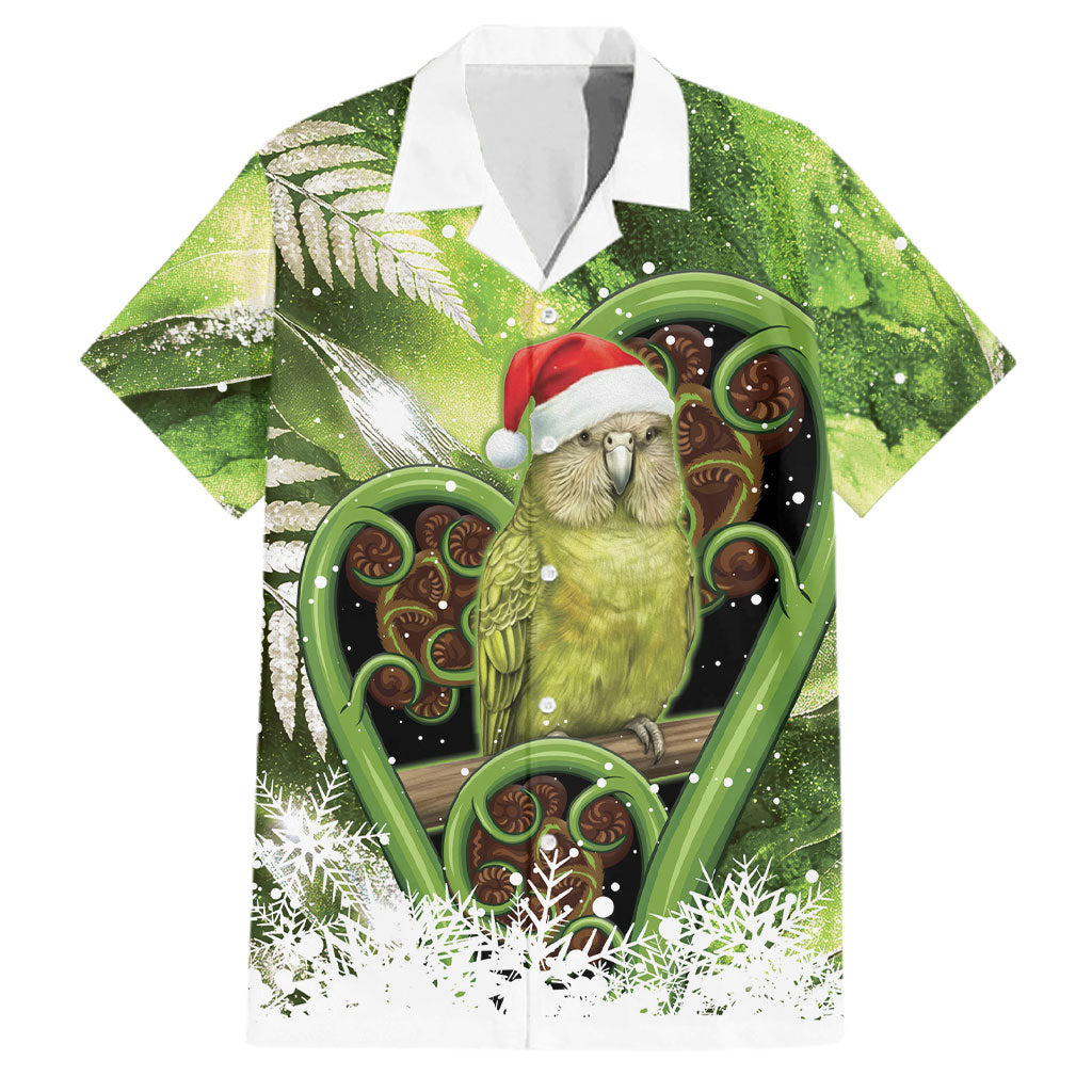 Kakapo New Zealand Christmas In July Family Matching Short Sleeve Bodycon Dress and Hawaiian Shirt NZ Aroha Koru Fern Marble Vibes LT14 Dad's Shirt - Short Sleeve Green - Polynesian Pride