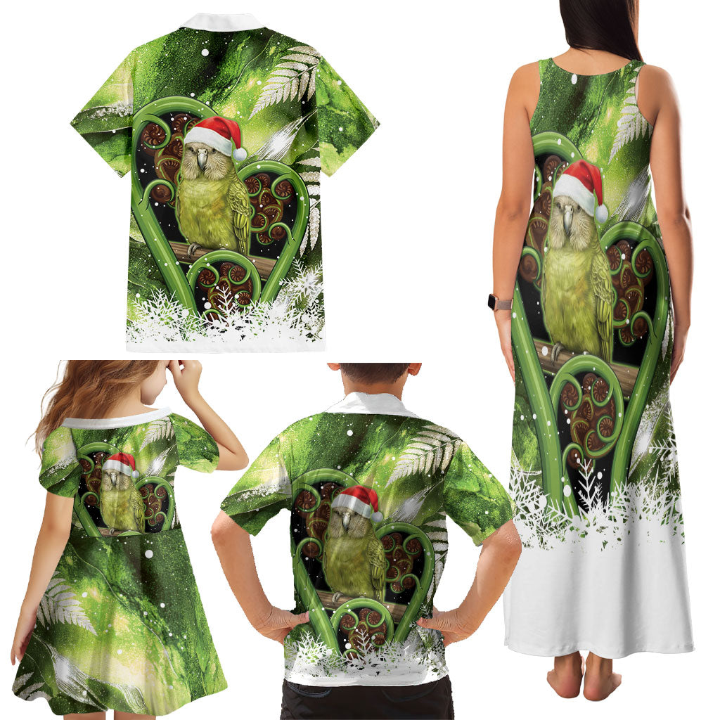 Kakapo New Zealand Christmas In July Family Matching Tank Maxi Dress and Hawaiian Shirt NZ Aroha Koru Fern Marble Vibes LT14 - Polynesian Pride
