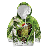 Kakapo New Zealand Christmas In July Kid Hoodie NZ Aroha Koru Fern Marble Vibes LT14 Hoodie Green - Polynesian Pride