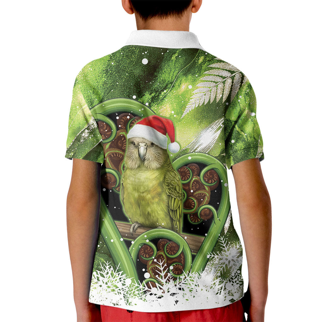 Kakapo New Zealand Christmas In July Kid Polo Shirt NZ Aroha Koru Fern Marble Vibes LT14 - Polynesian Pride