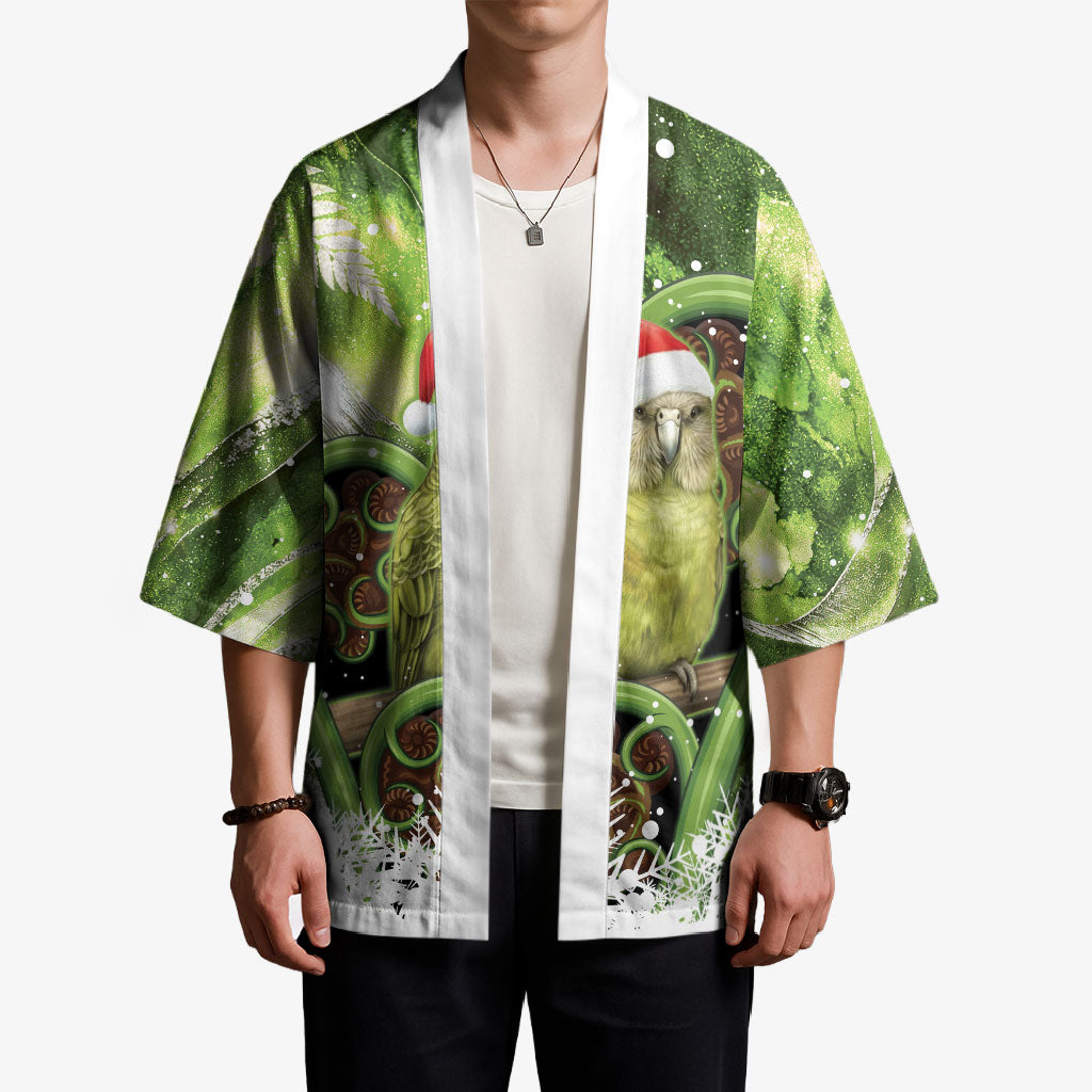 Kakapo New Zealand Christmas In July Kimono NZ Aroha Koru Fern Marble Vibes