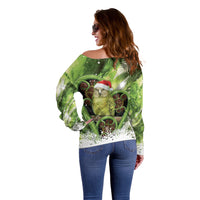 Kakapo New Zealand Christmas In July Off Shoulder Sweater NZ Aroha Koru Fern Marble Vibes LT14 - Polynesian Pride