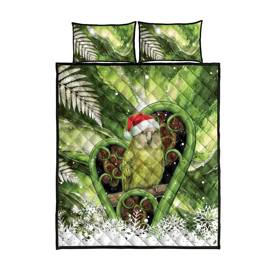 Kakapo New Zealand Christmas In July Quilt Bed Set NZ Aroha Koru Fern Marble Vibes