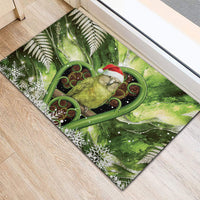 Kakapo New Zealand Christmas In July Rubber Doormat NZ Aroha Koru Fern Marble Vibes