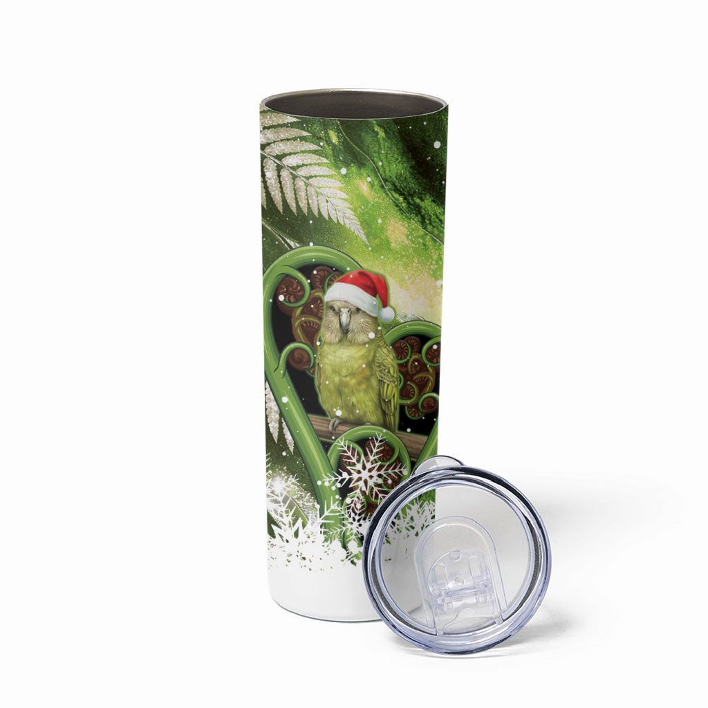 Kakapo New Zealand Christmas In July Skinny Tumbler NZ Aroha Koru Fern Marble Vibes LT14 - Polynesian Pride