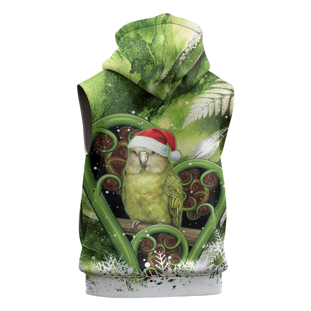 Kakapo New Zealand Christmas In July Sleeveless Zip Hoodie NZ Aroha Koru Fern Marble Vibes LT14 - Polynesian Pride