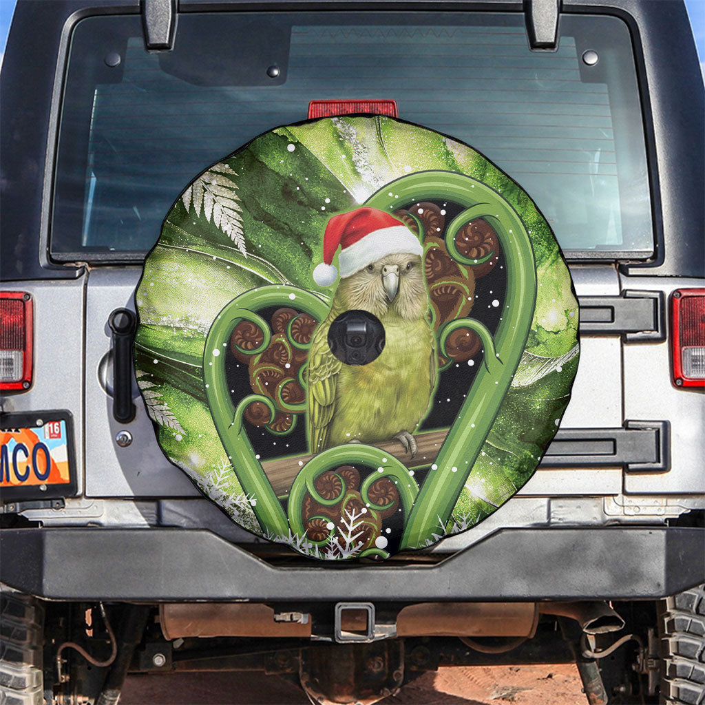 Kakapo New Zealand Christmas In July Spare Tire Cover NZ Aroha Koru Fern Marble Vibes LT14 Green - Polynesian Pride