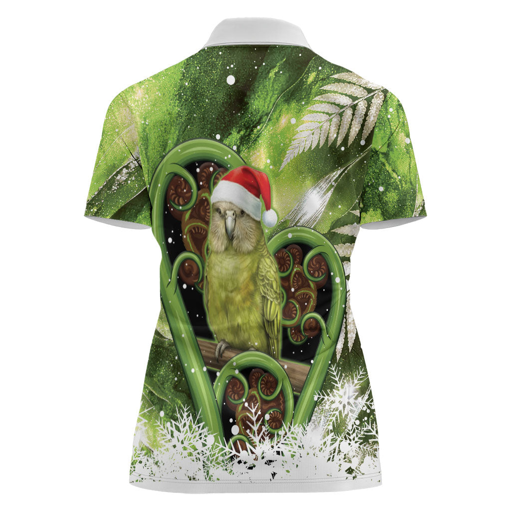 Kakapo New Zealand Christmas In July Women Polo Shirt NZ Aroha Koru Fern Marble Vibes LT14 - Polynesian Pride