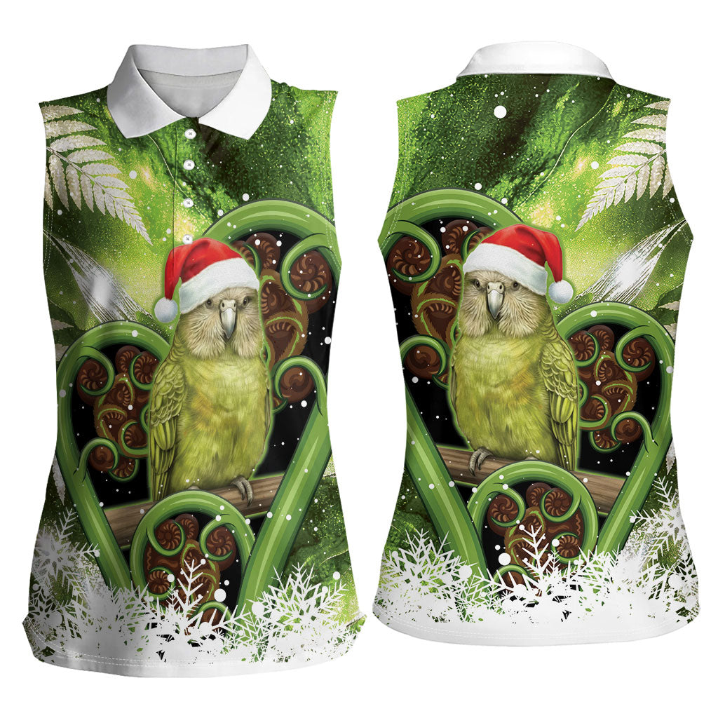 Kakapo New Zealand Christmas In July Women Sleeveless Polo Shirt NZ Aroha Koru Fern Marble Vibes LT14 - Polynesian Pride