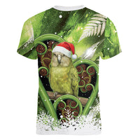 Kakapo New Zealand Christmas In July Women V-Neck T-Shirt NZ Aroha Koru Fern Marble Vibes LT14 - Polynesian Pride