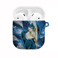 Sulphur-crested Cockatoo New Zealand Christmas In July AirPods Case NZ Aroha Koru Fern Marble Vibes LT14 Blue - Polynesian Pride