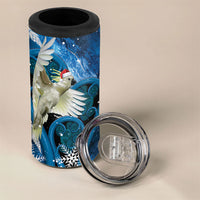 Sulphur-crested Cockatoo New Zealand Christmas In July 4 in 1 Can Cooler Tumbler NZ Aroha Koru Fern Marble Vibes LT14 - Polynesian Pride