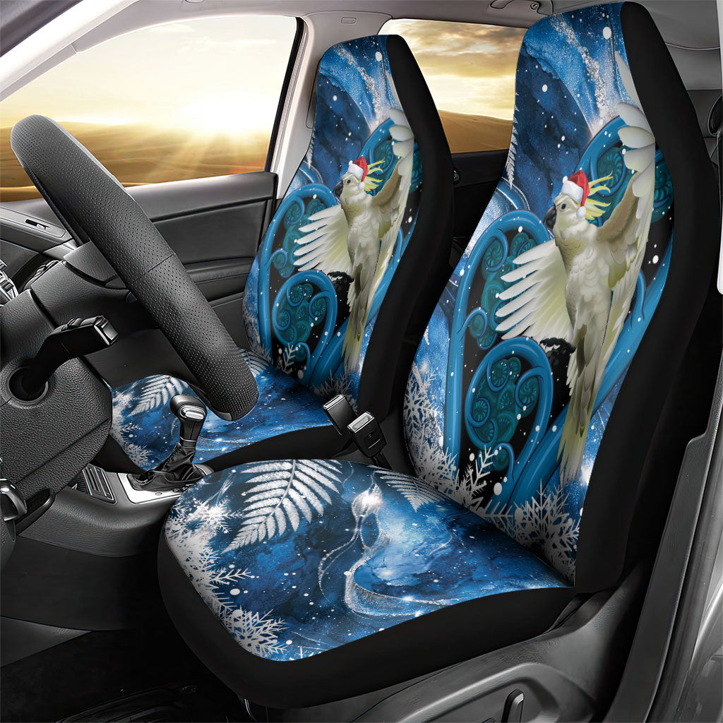 Sulphur-crested Cockatoo New Zealand Christmas In July Car Seat Cover NZ Aroha Koru Fern Marble Vibes LT14 - Polynesian Pride