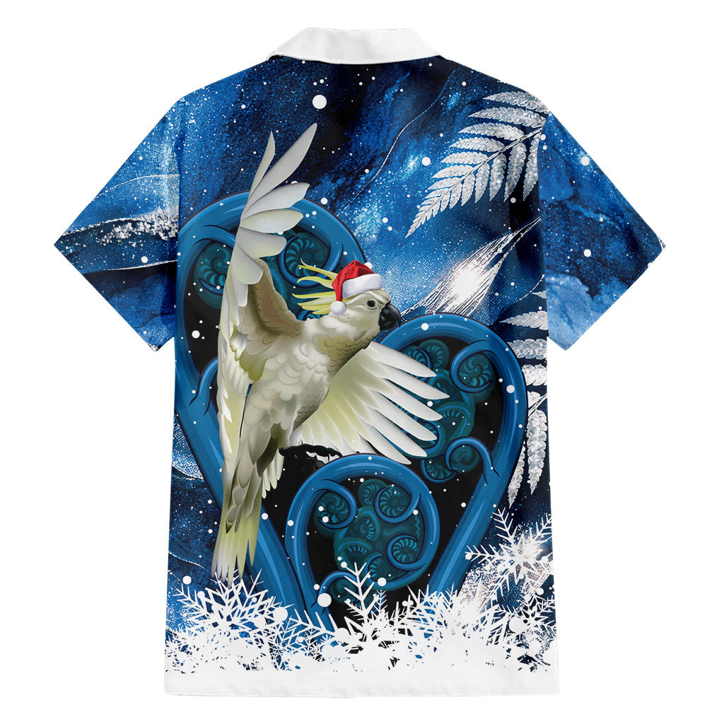 Sulphur-crested Cockatoo New Zealand Christmas In July Family Matching Mermaid Dress and Hawaiian Shirt NZ Aroha Koru Fern Marble Vibes LT14 - Polynesian Pride