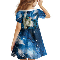 Sulphur-crested Cockatoo New Zealand Christmas In July Family Matching Off The Shoulder Long Sleeve Dress and Hawaiian Shirt NZ Aroha Koru Fern Marble Vibes LT14 - Polynesian Pride