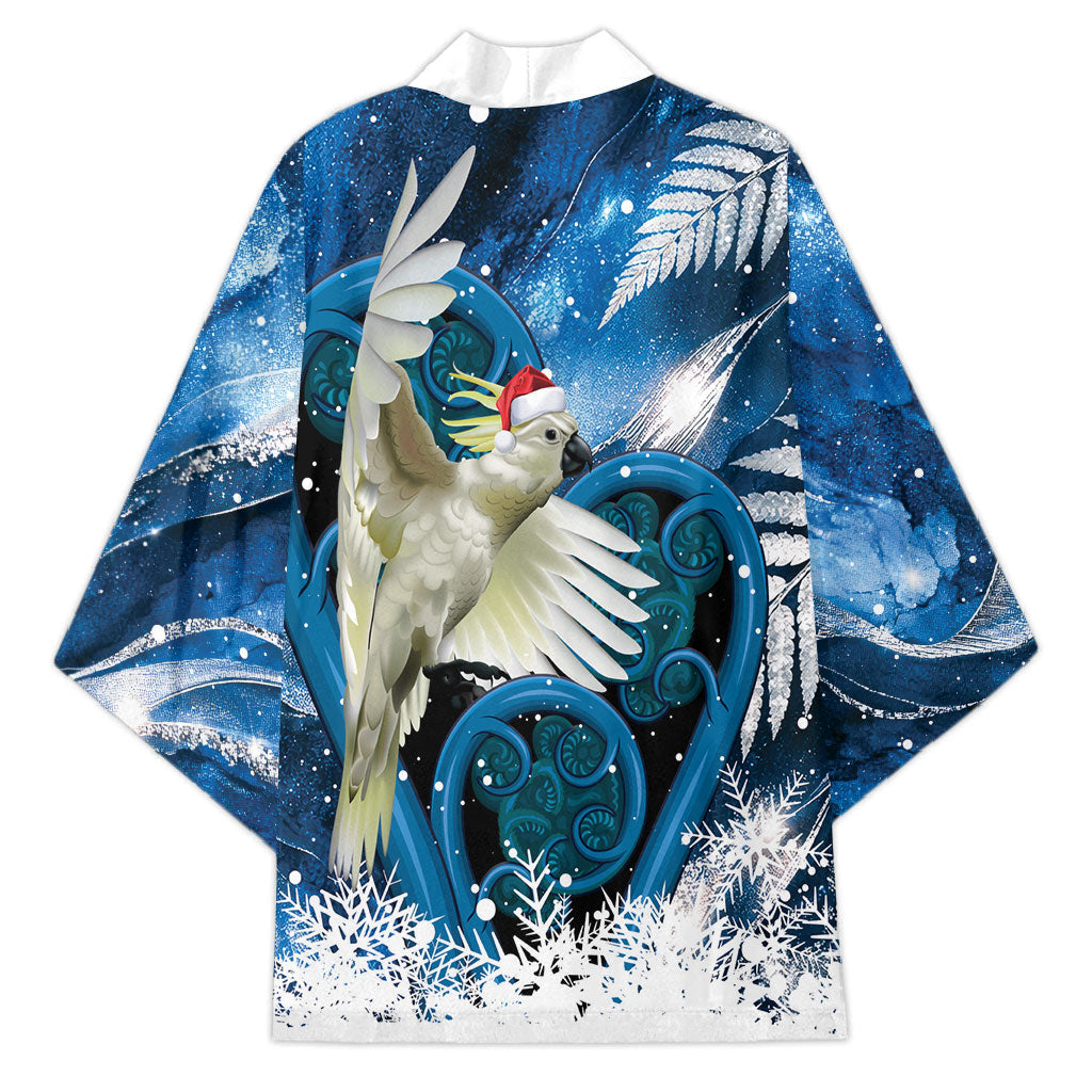 Sulphur-crested Cockatoo New Zealand Christmas In July Kimono NZ Aroha Koru Fern Marble Vibes LT14 - Polynesian Pride