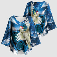 Sulphur-crested Cockatoo New Zealand Christmas In July Kimono Sleeve Blouse NZ Aroha Koru Fern Marble Vibes LT14 - Polynesian Pride