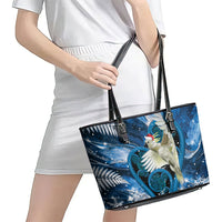 Sulphur-crested Cockatoo New Zealand Christmas In July Leather Tote Bag NZ Aroha Koru Fern Marble Vibes LT14 - Polynesian Pride